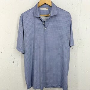 Hart Schaffer Marx Men’s XL Blue Diamond Print Luxury Performance Polo Shirt